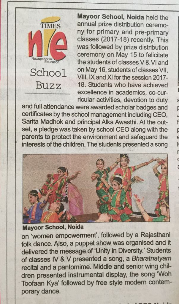 Times of India (11.6.18) - Annual Prize Distribution Ceremon
