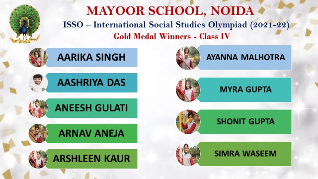 Mayoor School congratulates Class 4 Gold Medalists of ISSO !