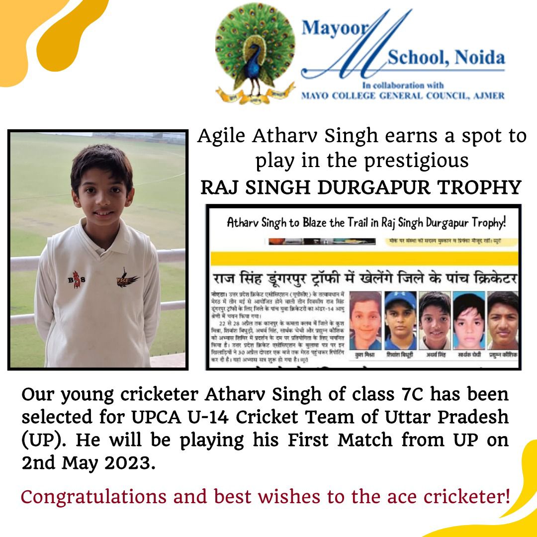 Atharv Singh plays in prestigious Raj Singh Durgapur Trophy