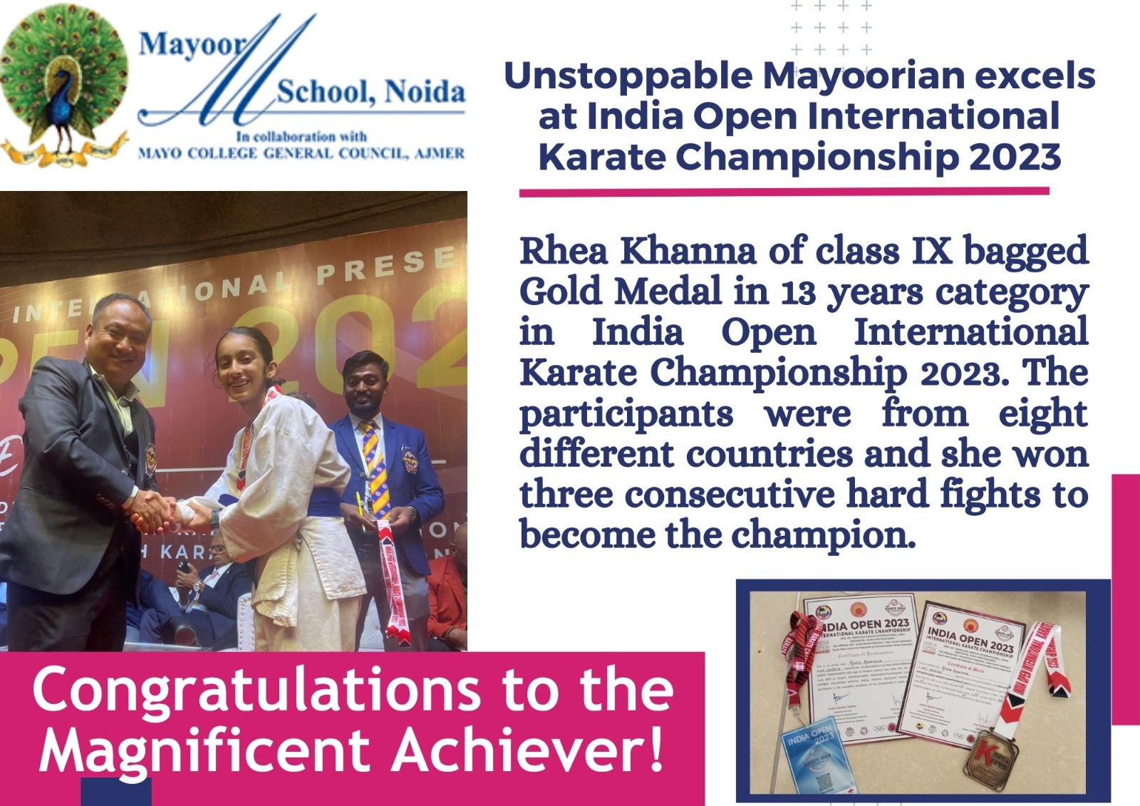 Unstoppable Mayoorian excels at India Open International Karate Championship 2023
