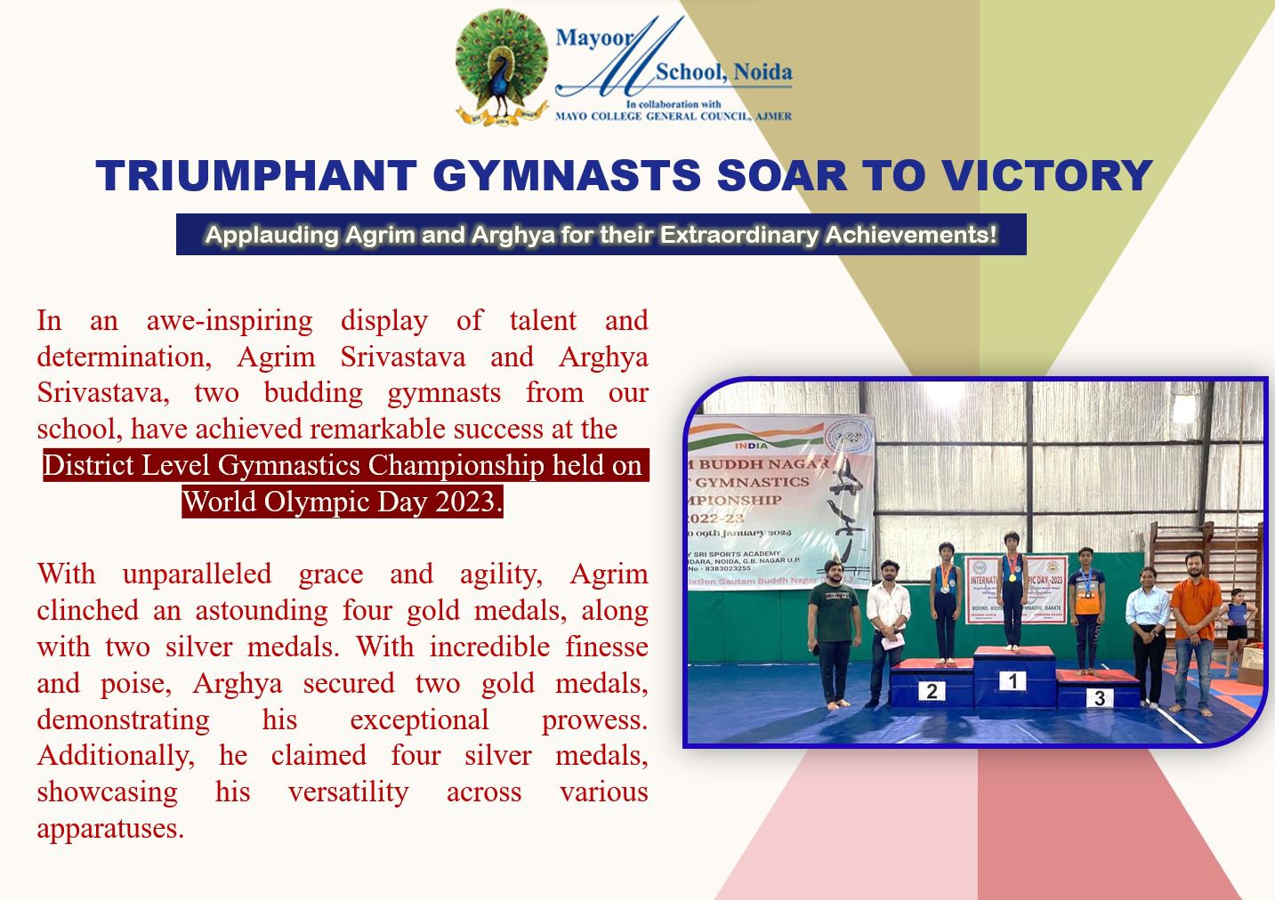 Triumphant Gymnasts Soar to Victory: Applauding Agrim and Arghya for their Extraordinary Achievements!