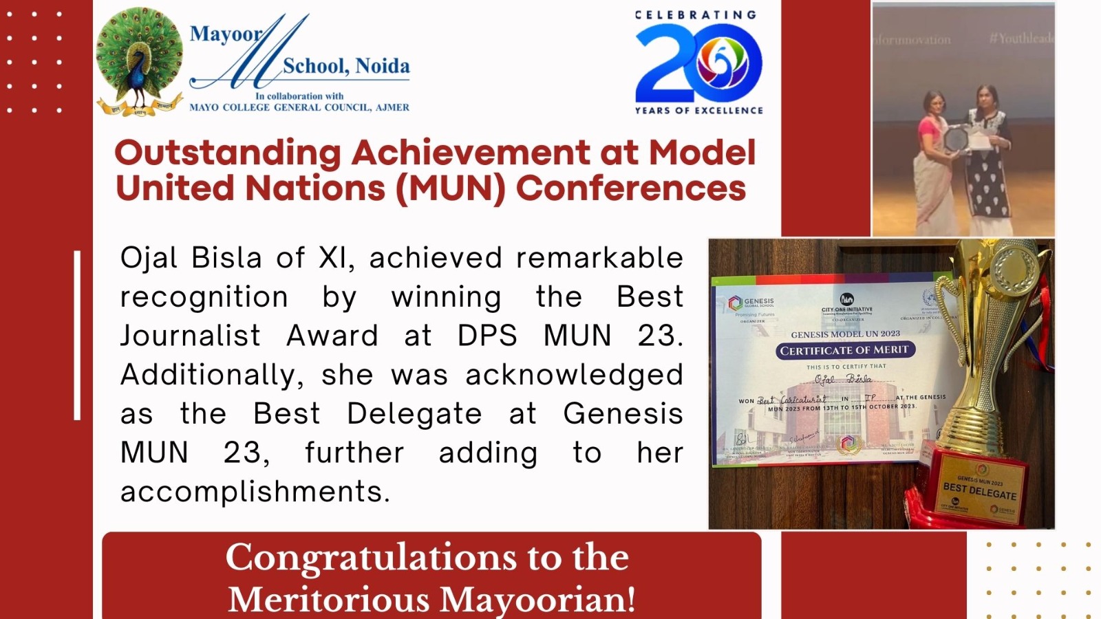 Outstanding Achievement at MUN conferences