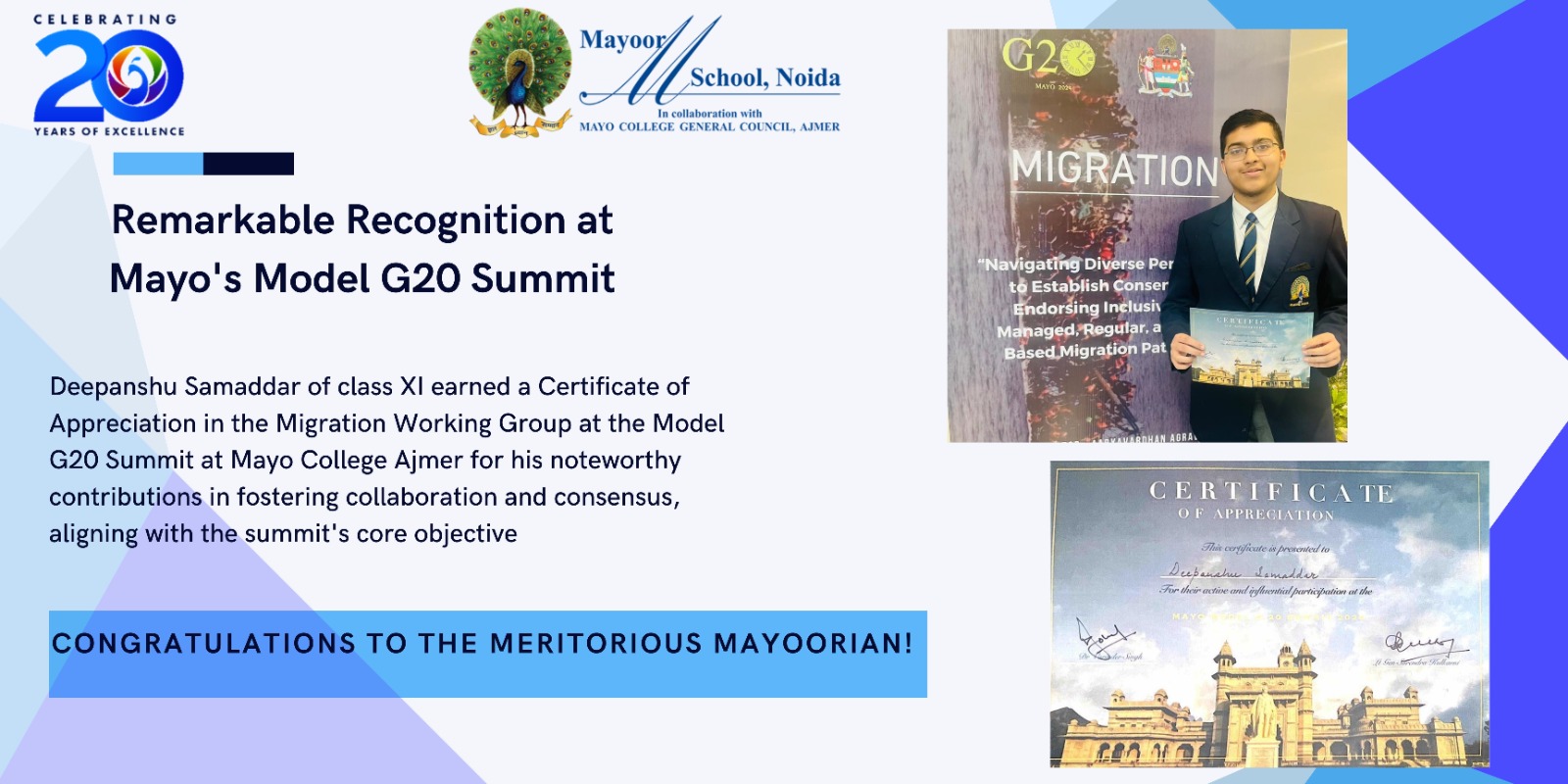 Remarkable Recognition at Mayo\'s Model G20 Summit